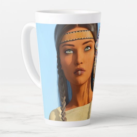 Tasse Latte Belle tenue autochtone amérindienne (Angle gauche)