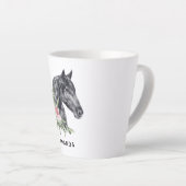 Tasse Latte Belle tête de cheval noir Portrait d'aquarelle (Angle droit)