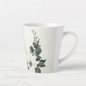 Tasse Latte Belles fleurs blanches feuilles vertes (Droite)
