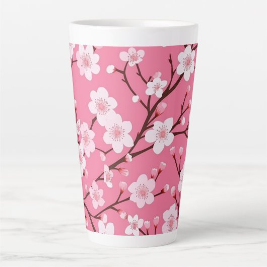 Tasse Latte Belles fleurs de cerisiers (Devant)