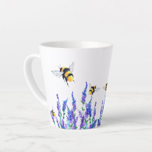 Tasse Latte Belles fleurs de printemps et vols d'abeilles - De
