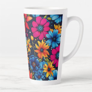 Tasse Latte Belles fleurs et Roses sucrés