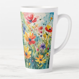 Tasse Latte Belles fleurs et Roses sucrés