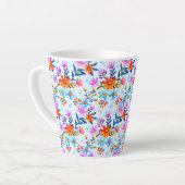 Tasse Latte Belles fleurs Feuille Motif-6587 (Angle gauche)