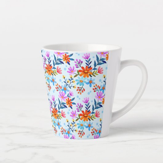 Tasse Latte Belles fleurs Feuille Motif-6587 (Droite)