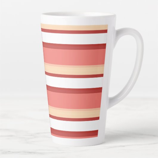 Tasse Latte Belles rayures blanches roses (Droite)