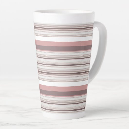 Tasse Latte Belles rayures brunes blanches (Angle droit)