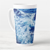 Tasse Latte Belles vagues de l'océan Bleu (Angle gauche)