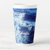 Tasse Latte Belles vagues de l'océan Bleu (Devant)