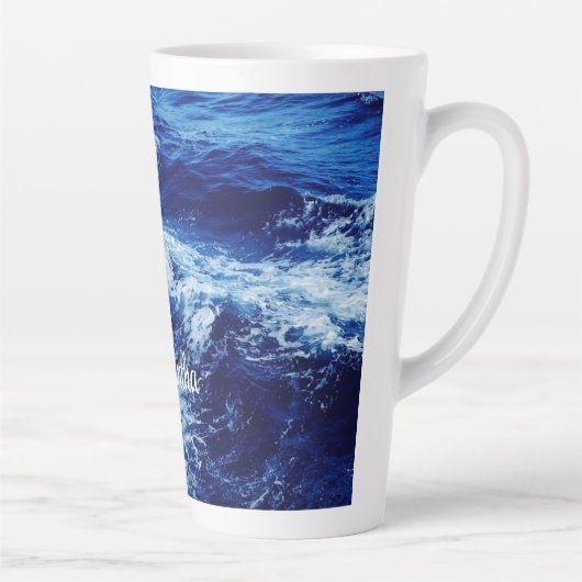 Tasse Latte Belles vagues de l'océan Bleu (Droite)