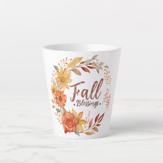 Tasse Latte Bénédictions d'automne florales (Devant)