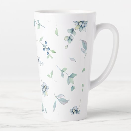 Tasse Latte Berries Noël Winter Greens Élégant Plutôt (Droite)