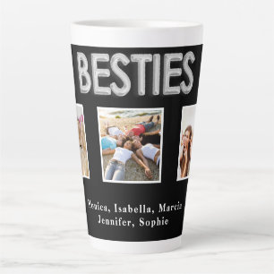 Tasse Latte Besties Meilleurs amis noir argent photo noms