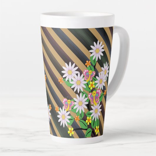 Tasse Latte Beurre floral en bande latte (Angle droit)