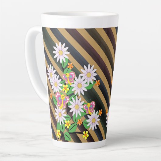 Tasse Latte Beurre floral en bande latte (Angle gauche)