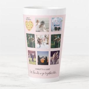 Tasse Latte BFF Photo Collage Cadeaux Dusty rose PIZZA Amis