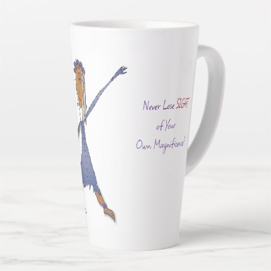 Tasse Latte 'Bibi' - Ne jamais perdre la vue en latte (Angle droit)