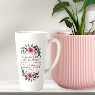 Tasse Latte Bible chrétienne Verse Isaïe 40 rose Floral