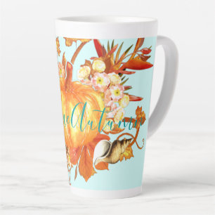 Tasse Latte Bienvenue Automne Tropical Automne Citrouille Seas