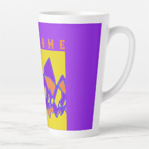 TASSE LATTE BIENVENUE CONÇUE POUR VOUS PURPLE ET MUSTARD