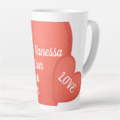 Tasse Latte Big Hearts Couples Names and Wedding Date (Angle droit)