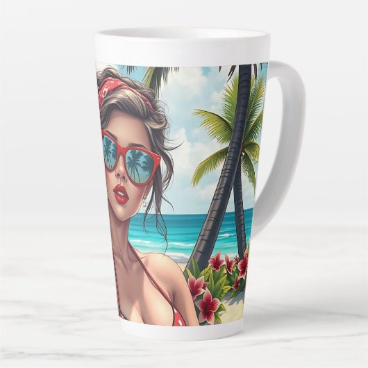 Tasse Latte Bikini rouge, lunettes de soleil et femme de Banda (Angle droit)