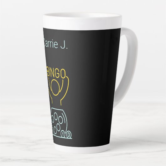 Tasse Latte Bingo Night Neon Line Art personnalisé (Angle droit)
