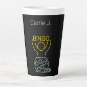 Tasse Latte Bingo Night Neon Line Art personnalisé (Devant)
