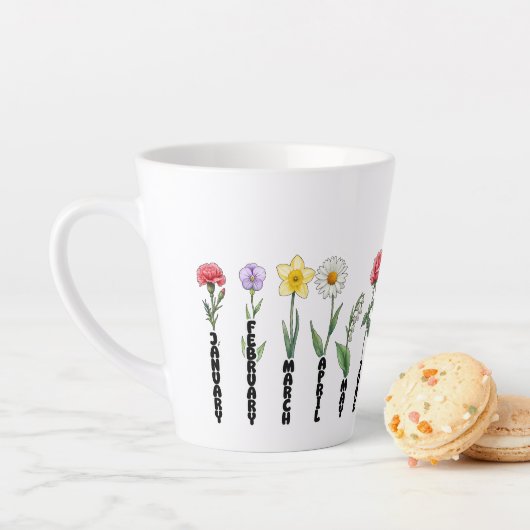 Tasse Latte Birth Month Flowers : A Year of Blooms (En situation)