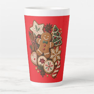 Tasse Latte Biscuits de Noël vintage au gingembre et fêtes de