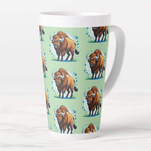 Tasse Latte bison à grandes cornes (Angle droit)