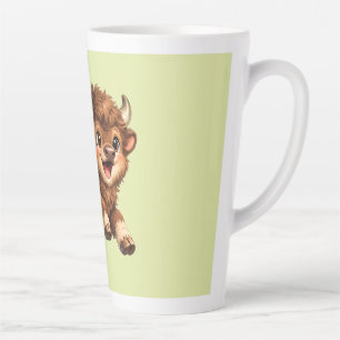 Tasse Latte Bison Adorable Jouant avec Joie