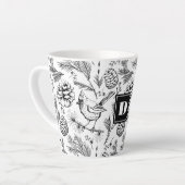 Tasse Latte Black Cardinal moderne Pine d'oiseaux Baies d'hive (Angle gauche)
