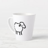 Tasse Latte Black Line Sheep – Cozy Animal Ink Design on (Angle gauche)