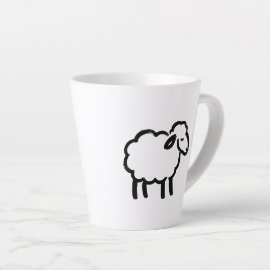Tasse Latte Black Line Sheep – Cozy Animal Ink Design on (Angle droit)