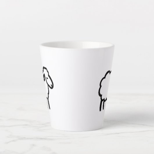 Tasse Latte Black Line Sheep – Cozy Animal Ink Design on (Devant)