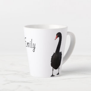Tasse Latte Black Swan Wildlife Art Nom personnalisé Animal