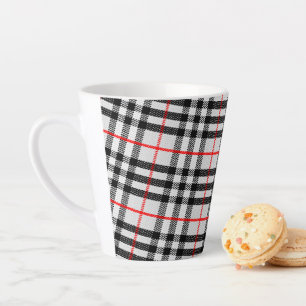 Tasse Latte Black White Red Classic Checkered Fabric