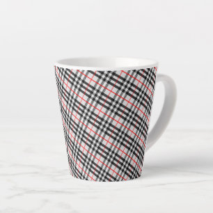 Tasse Latte Black White Red Classic Checkered Fabric