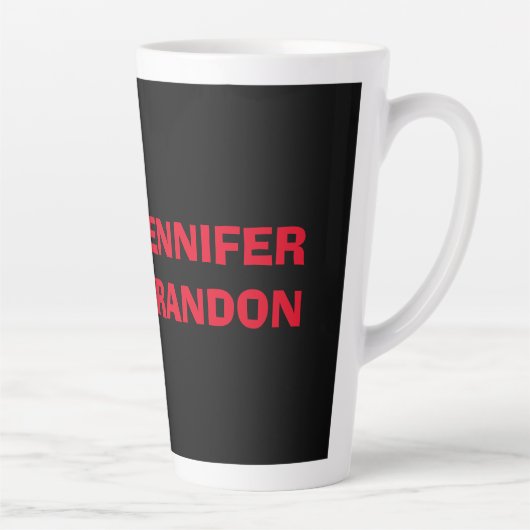 Tasse Latte Black White Red Handwriting Monogramme Ajouter un  (Droite)