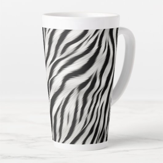 Tasse Latte Black White Zebra Imprimer Animal (Angle droit)