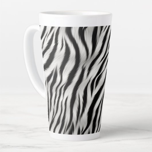 Tasse Latte Black White Zebra Imprimer Animal (Angle gauche)