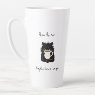 Tasse Latte Blâmer Le Chat Drôle Amateur De Chat Noir
