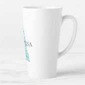 Tasse Latte Blanc Aqua Bleu sapin de Noël (Droite)
