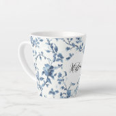 Tasse Latte Blanc Bleu Floral Chic (Angle gauche)