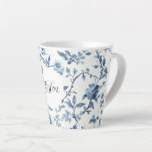 Tasse Latte Blanc Bleu Floral Chic (Angle droit)