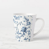 Tasse Latte Blanc Bleu Floral Chic (Droite)