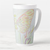 Tasse Latte Blanc Lumière Guardian Angel Custom Latte Coupe Mu (Angle droit)
