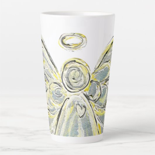 Tasse Latte Blanc Lumière Guardian Angel Custom Latte Coupe Mu (Devant)