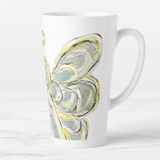 Tasse Latte Blanc Lumière Guardian Angel Custom Latte Coupe Mu (Droite)